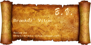 Brankó Vitus névjegykártya
